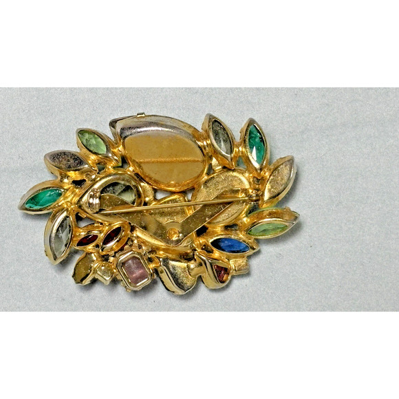 40s Designer Multi-Color 3" Brooch/Pin Sparkly Vibrant Colorful - Picture 8 of 13
